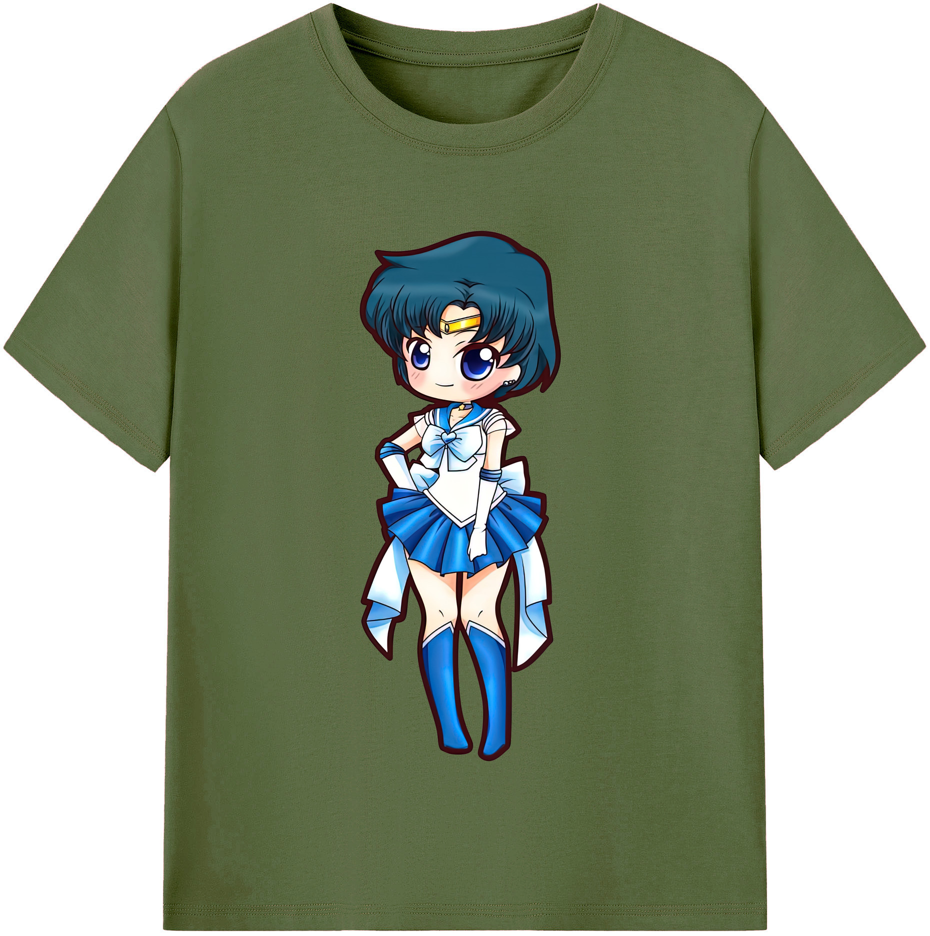 （画像用） 美少女戦士セーラームーン 水野 亜美 みずの あみ Sailor Moon Mizuno Ami 綿100％半袖Tシャツ（フロントプリント）